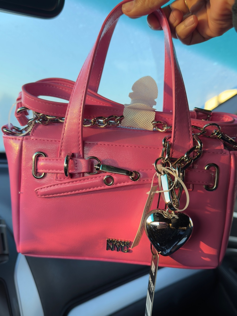 NY&C Hot Pink Mini Satchel with Heart Charm